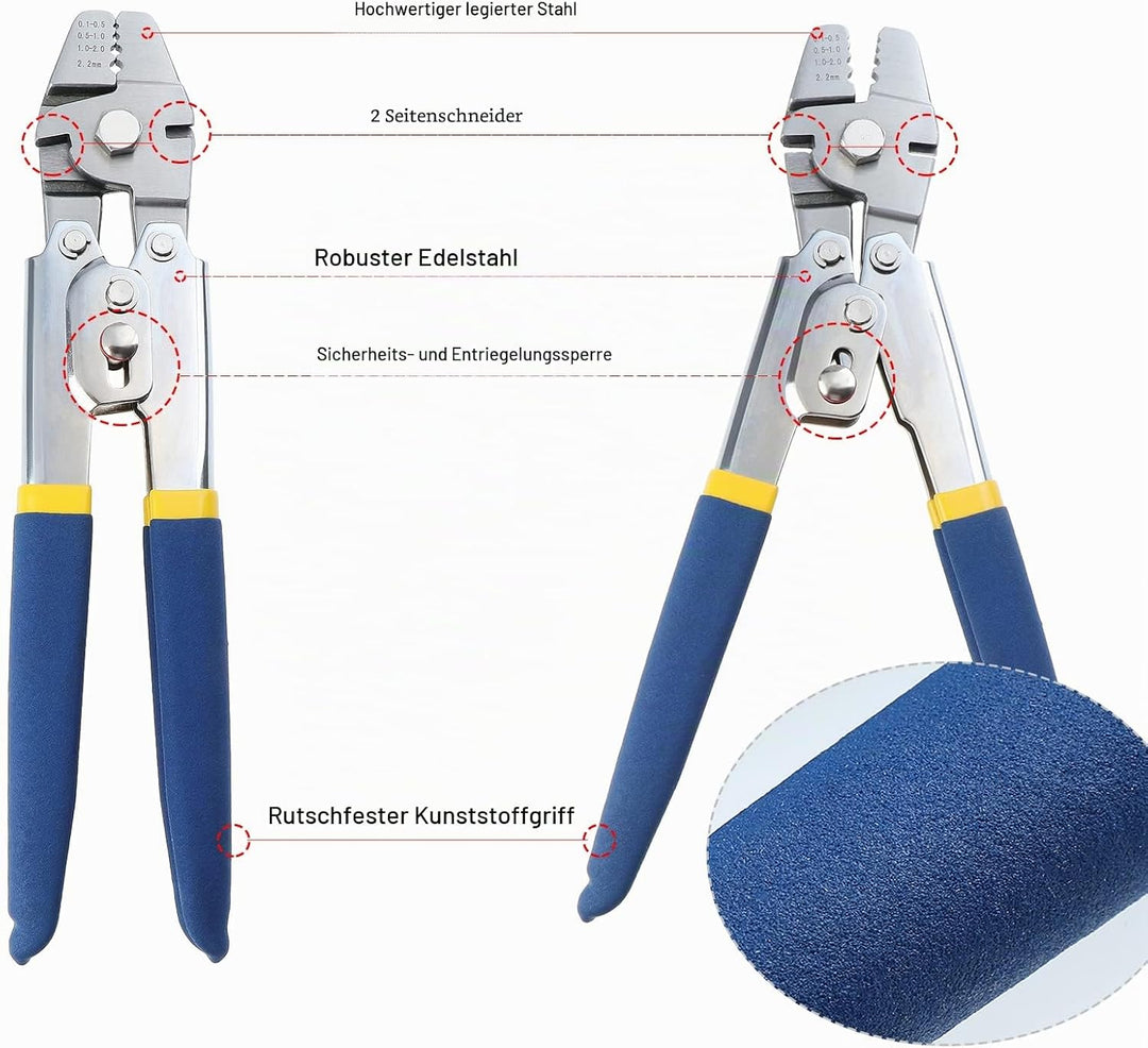 151 Stk Drahtseil Crimpwerkzeug,Draht Crimpzange zum Angeln 0.1-2.2 mm,Drahtseil Crimper Drahtschnei