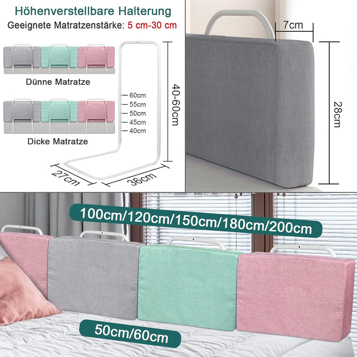 YUENFONG Bettgitter Bettschutzgitter Kinder, Rausfallschutz für Baby, 5-Loch Höhenverstellbar Kinder