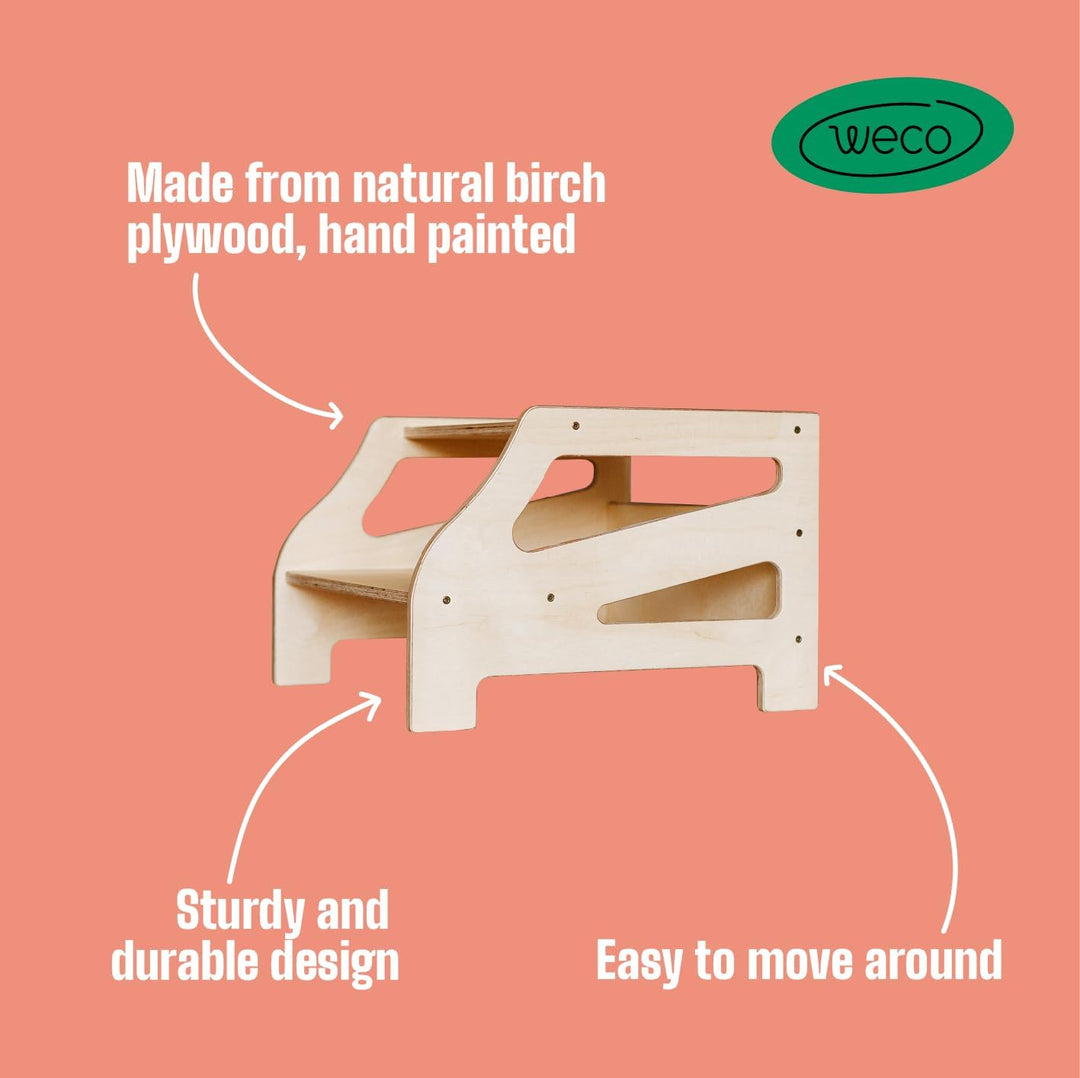Weco Tritthocker mit 2 Stufen Streifendesign Holzhocker für Kinder Kindertreppchen Schemel Kindermöb