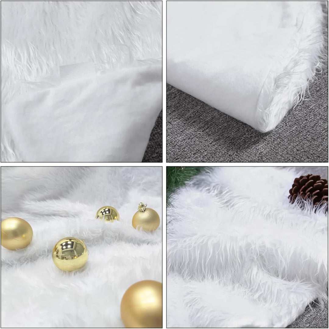 YXHZVON Weihnachtsbaum Rock Plüsch, 122 cm Weiss Kunstfell Weihnachtsbaum Rock Runder Christbaumstän