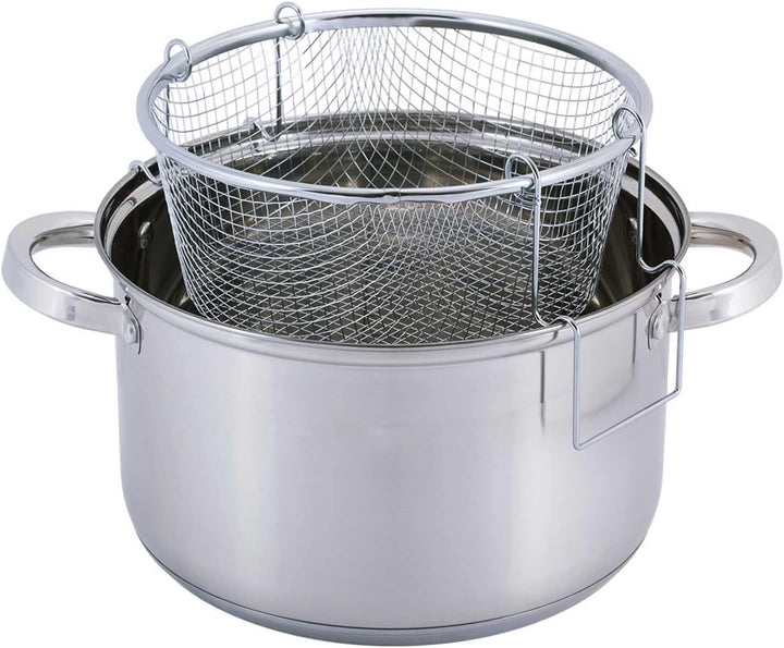 Frittiertopf 6,5 L aus Edelstahl mit Glasdeckel Induktion Korb Fritteuse Ø24 Friteuse Frites Frittie