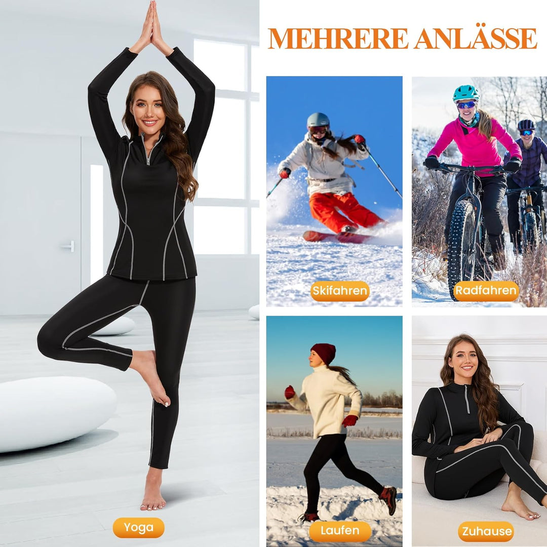 SIMIYA Thermounterwäsche Damen, Skiunterwäsche Funktionsunterwäsche Set Extra Warm und Atmungsaktiv