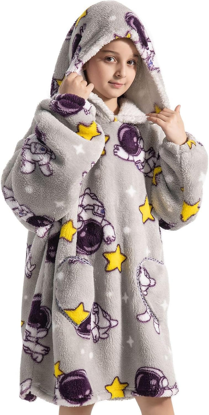 Ruiuzioong Kinder Übergrosse Kapuzenpullover,Super Weich Warmes Bequeme Tragbare Decken Sweatshirt f