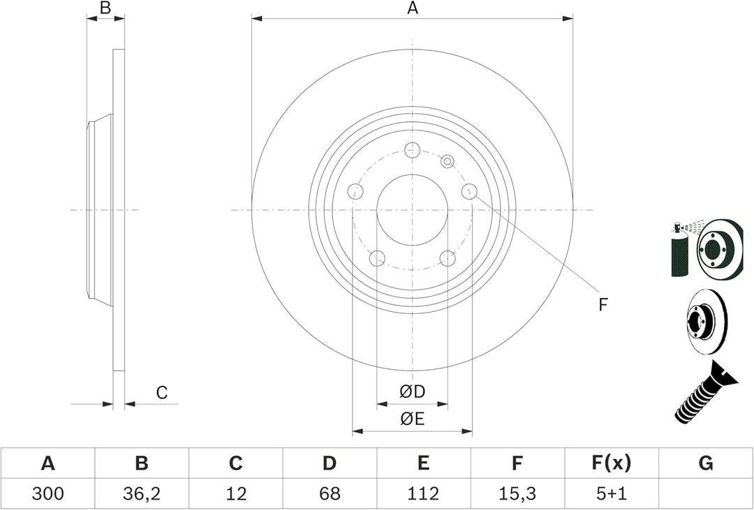 Bosch BD1249 Bremsscheiben - Hinterachse - ECE-R90 Zertifizierung - zwei Bremsscheiben pro Set
