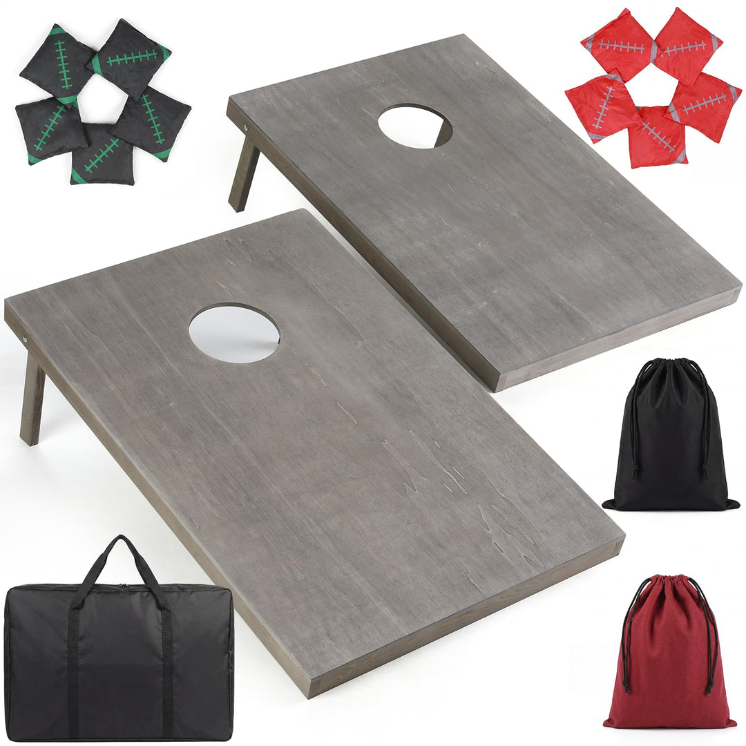 Cornhole Set Outdoor, 90x60cm or 120x60cm Echtholz Wurfspiel – Bean Bag Game mit 10 Säckchen & Tasch