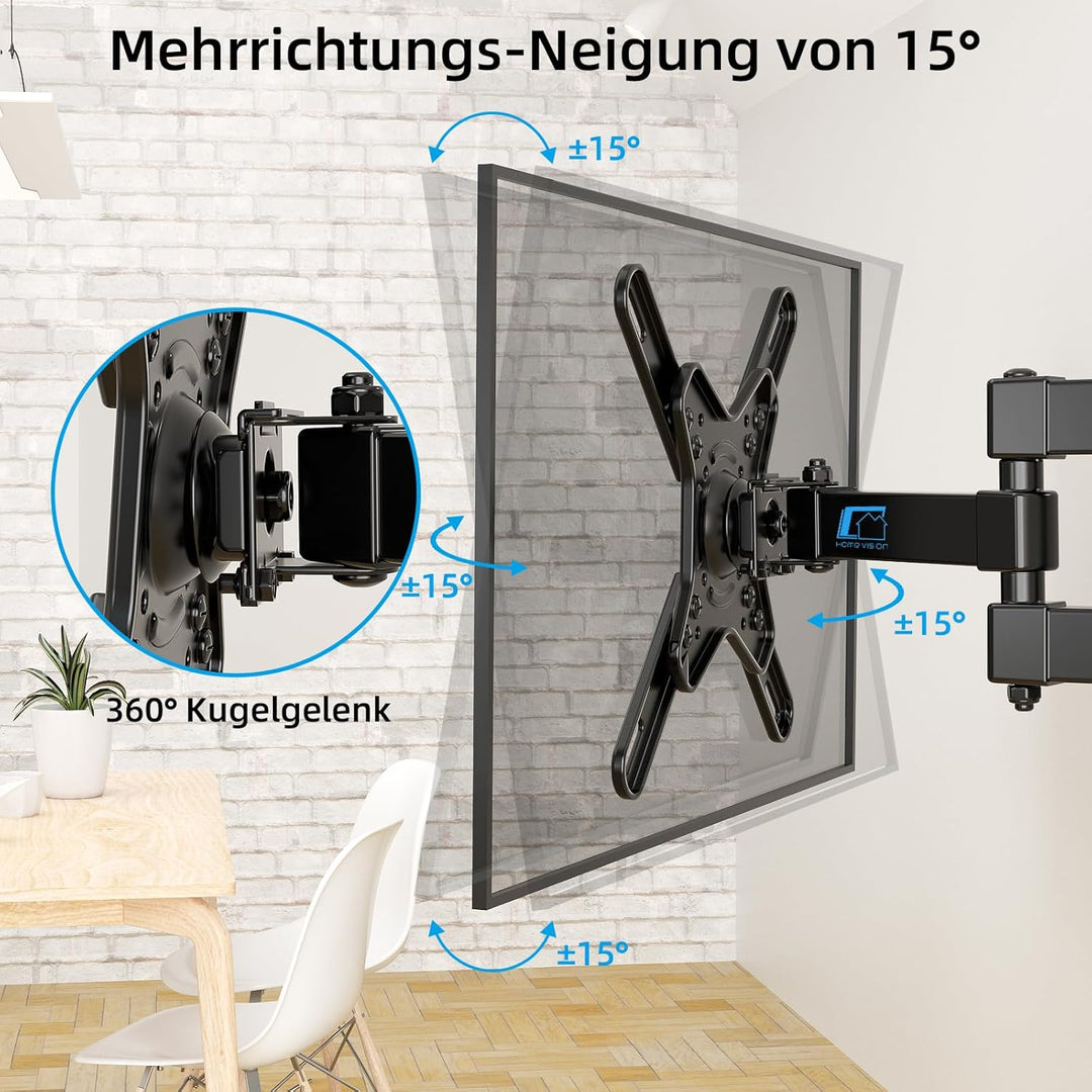 HOME VISION TV Wandhalterung Schwenkbar & Neigbar für 17-42 Zoll Flach & Curved Fernseher & Monitore