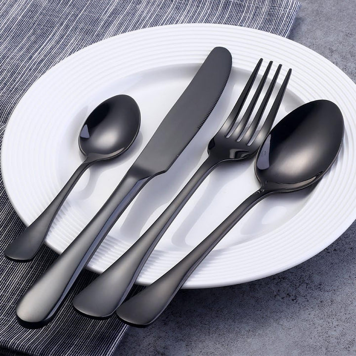 Besteckset 16stk Buyer Star Edelstahl Besteckset Schwarz Messer Gabeln Besteckservice für 4 Personen
