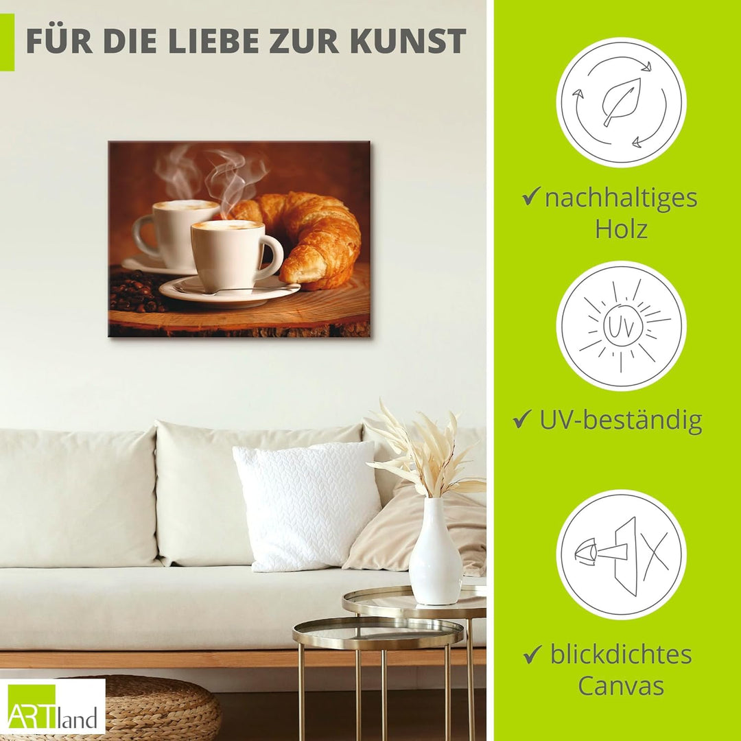 ARTland Leinwandbilder Wandbild Bild auf Leinwand 80x60 cm Kaffee Coffee Cafe Cappuccino Espresso Cr