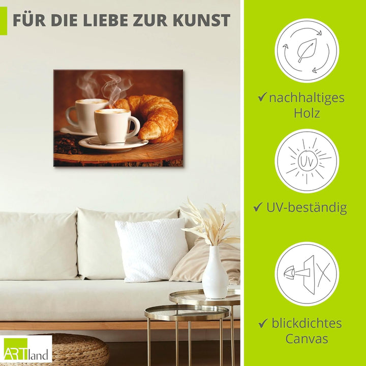 ARTland Leinwandbilder Wandbild Bild auf Leinwand 80x60 cm Kaffee Coffee Cafe Cappuccino Espresso Cr