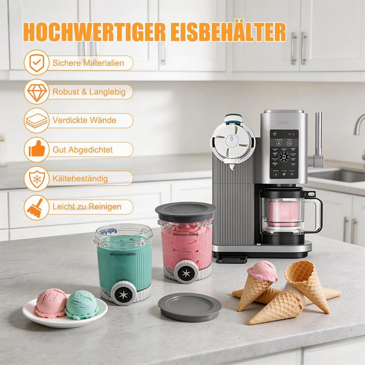 ASOFTY 2 Stück Behälter für Ninja Swirl, 480ml Eisbehälter Becher mit Deckel Kompatibel mit Ninja Cr