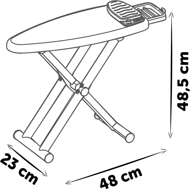 Smoby - Bügelbrett mit Dampfstation - mit Bügeleisen, Wäscheklammern, Soundgeräuschen, klappbar, für