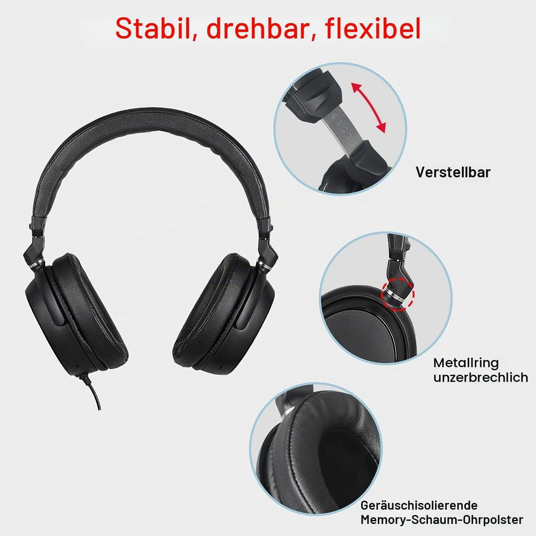 SIMOLIO TV Kopfhörer mit Langem Kabel für Fernseher, 15ft Spule Kabel Plus 6.6ft Verlängerungskabel,