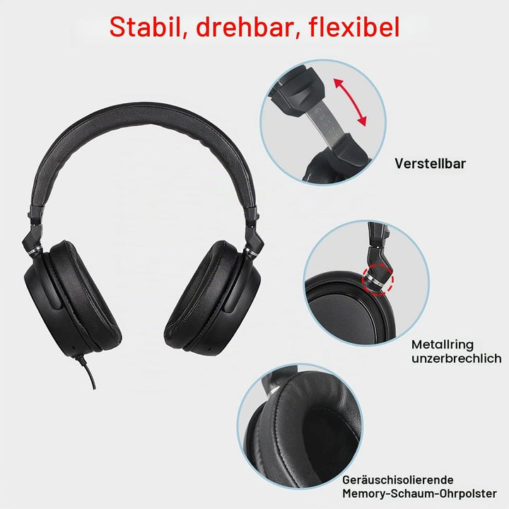 SIMOLIO TV Kopfhörer mit Langem Kabel für Fernseher, 15ft Spule Kabel Plus 6.6ft Verlängerungskabel,