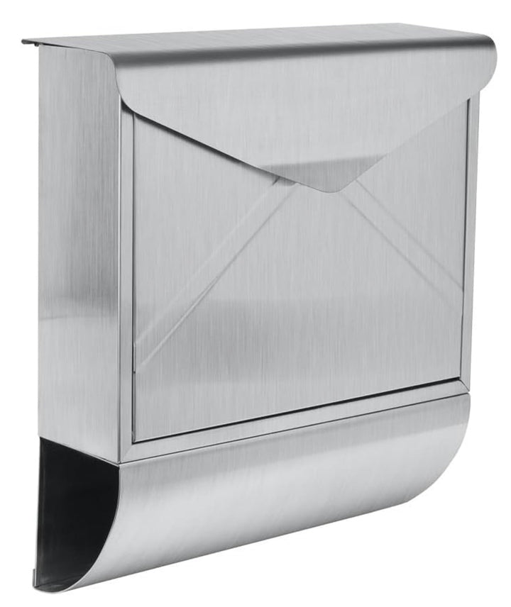 Designer Briefkasten Wandbriefkasten Postkasten mit Zeitungsrolle Zeitungsfach aus Edelstahl V2A Ros