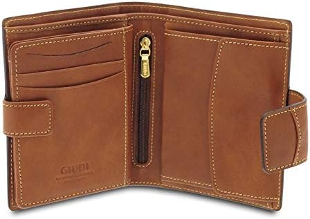 Giudi Damen Geldbörse aus Leder, wolkiges Rindsleder, Münzfach, Kartenhalter Braun, Braun