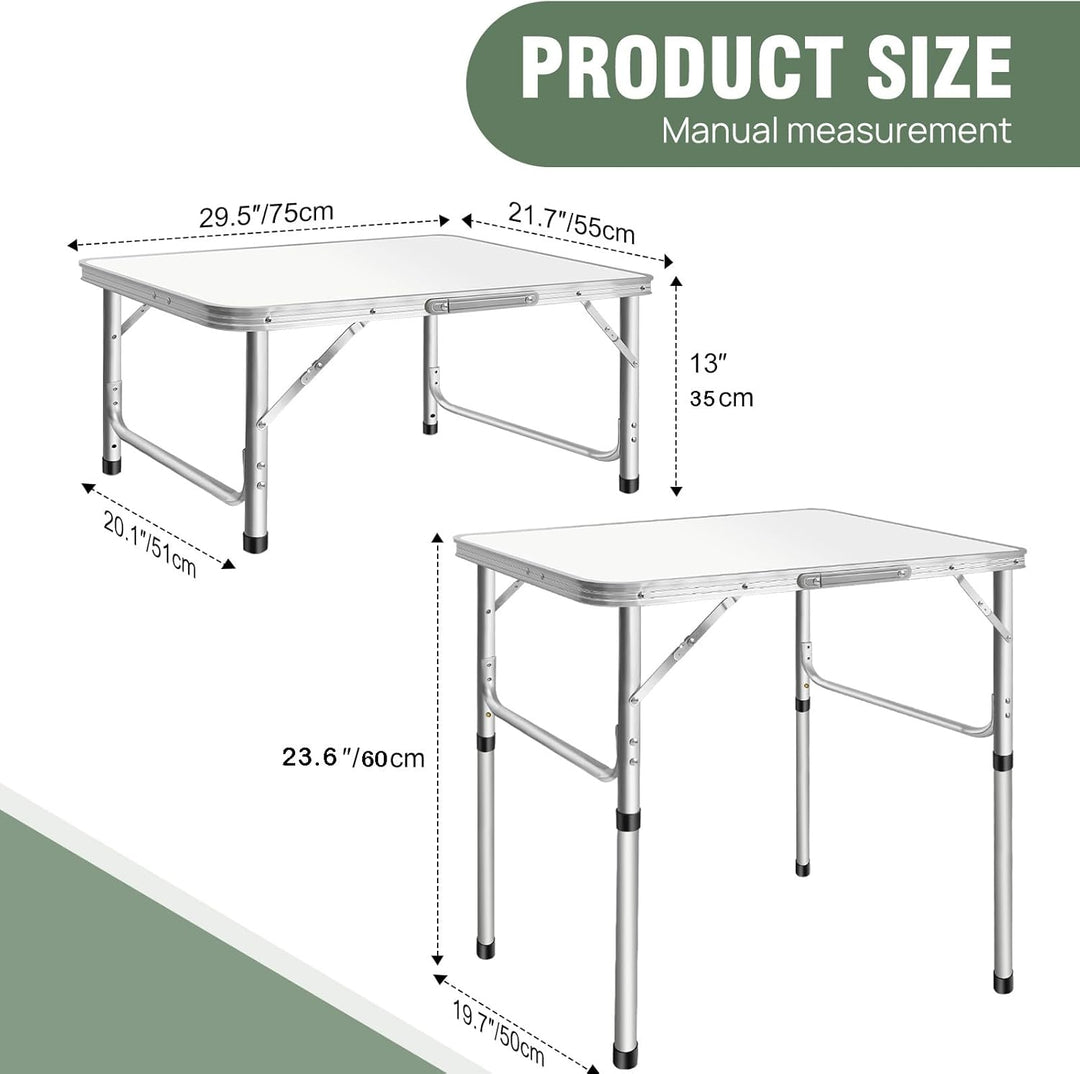 Tragbar Klapptisch Aluminium, Campingtisch Flatbar für Balkon Terrasse Picknick, 2 Höhenniveau 70/33