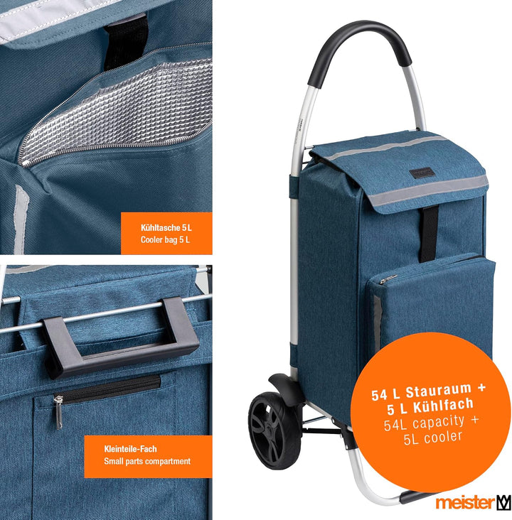 Meister Einkaufstrolley, 54 + 5 L – Standard – blau Standard Blau, Standard Blau