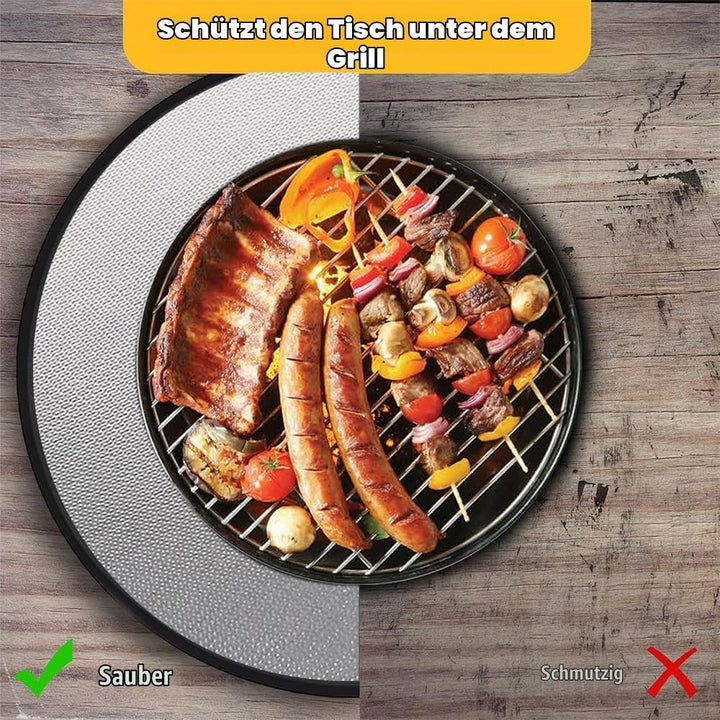 Faltbare Grillunterlage Bodenschutz, Wasserbeständige Grillmatte für BBQ Grills, Kamin, Boden, Rasen