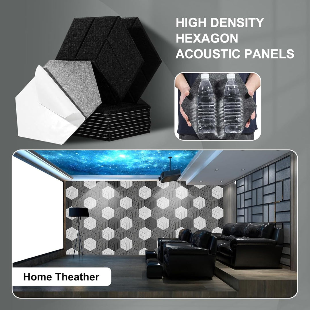 12 Stück Akustikpaneele Hexagon Selbstklebend Akustikplatten Akustikschaumstoff Akustik Panel Wandpa