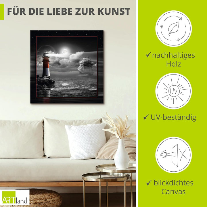 ARTland Leinwandbilder Wandbild Bild auf Leinwand 70 x 70 cm Wanddeko Maritim Meer Küste Strand Leuc