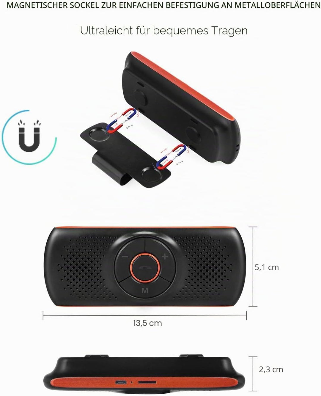 Car Handsfree Bluetooth Kit 2 Telefone gleichzeitig verbunden, Lange Lebensdauer der Batterie Car Vi