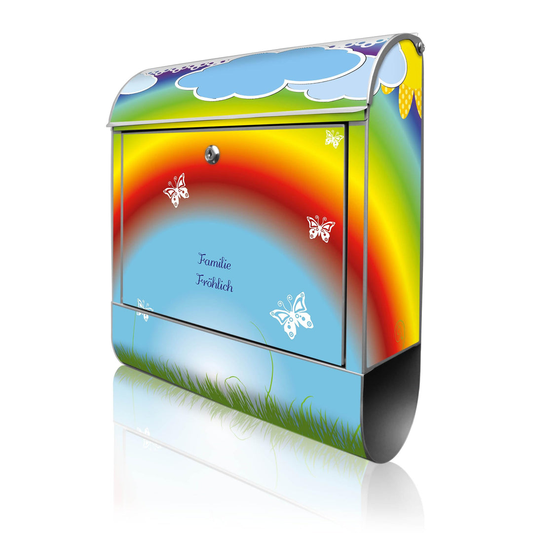 banjado Design Briefkasten personalisiert 38,5x46,5x13cm & 2 Schlüssel - Briefkasten Stahl Silber Ze