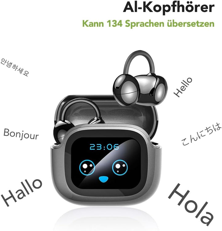 NE32 AI Kopfhörer Übersetzer,3-in-1 Echtzeit Übersetzungskopfhörer 136 Sprachen mit App,Echte drahtl