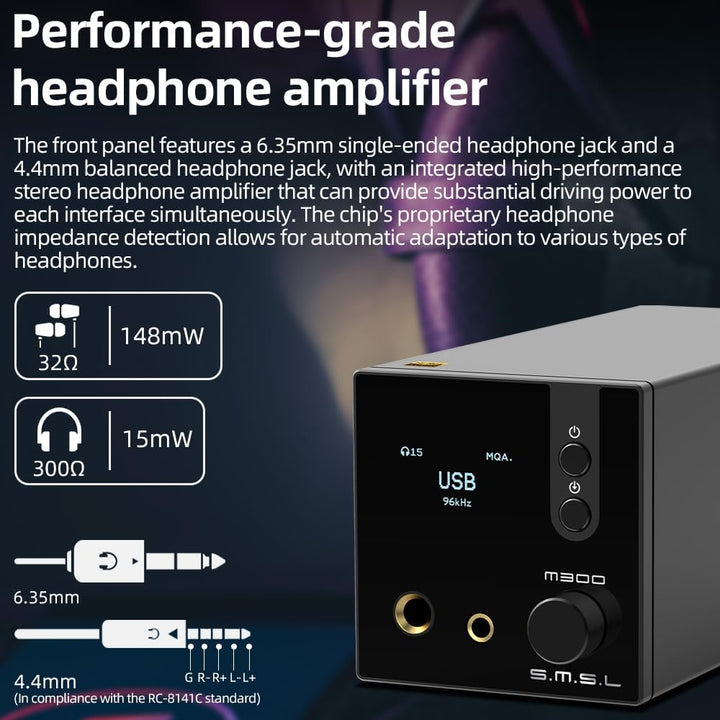SMSL M300SE(Upgraded),Zwei CS43131 Chip MQA Audio Decoder Ohr Verstärker All-in-one,Dritte Generatio
