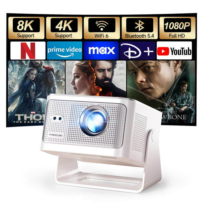 Magcubic Mini Beamer 4K & 8K 1080P Unterstützt, Projektor Tragbarer mit Android 14 WiFi 6 Bluetooth