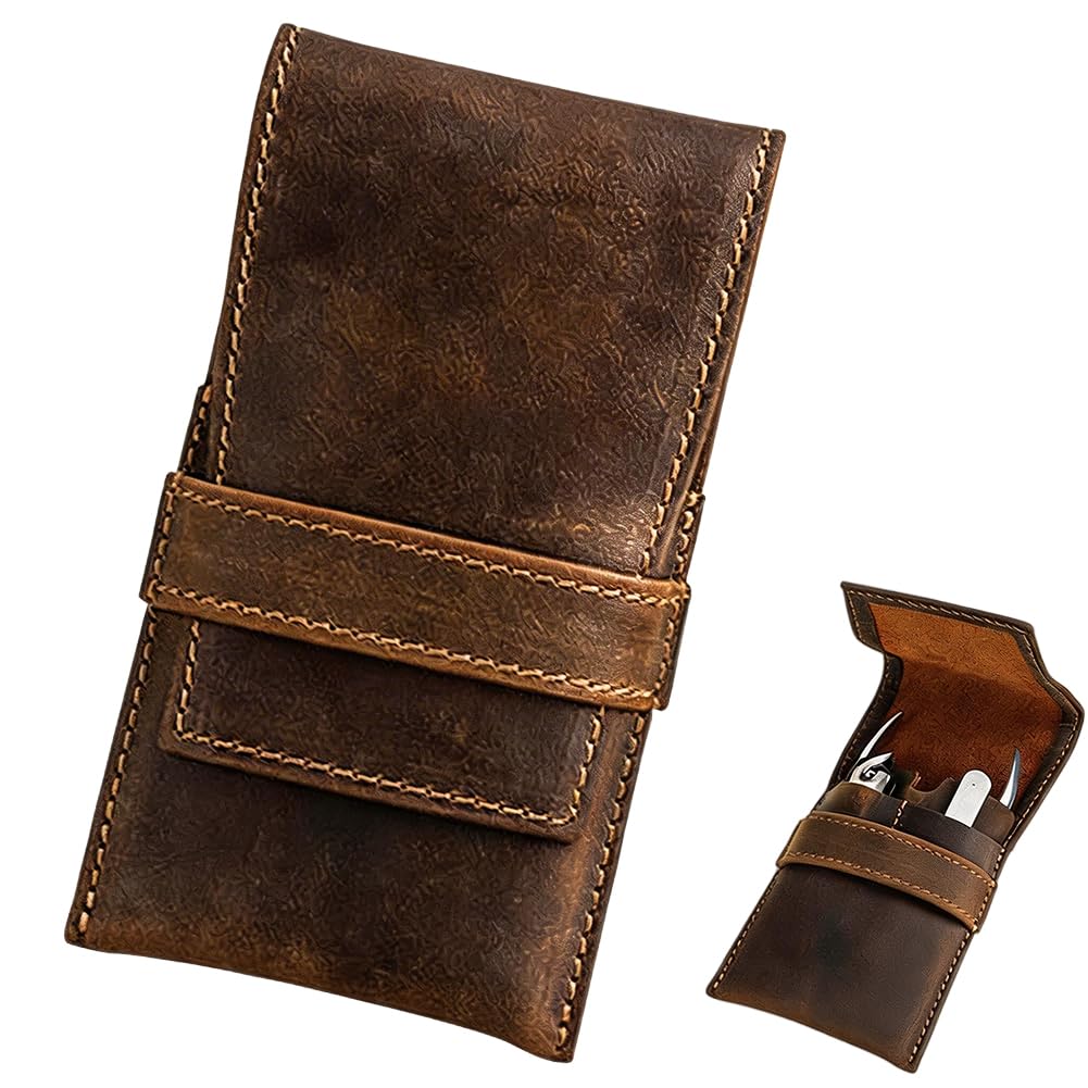Leeres Maniküre Set Etui Aus Echtem Leder Handgefertigt Aus Rindsleder Ideal Für Die Tägliche Finger