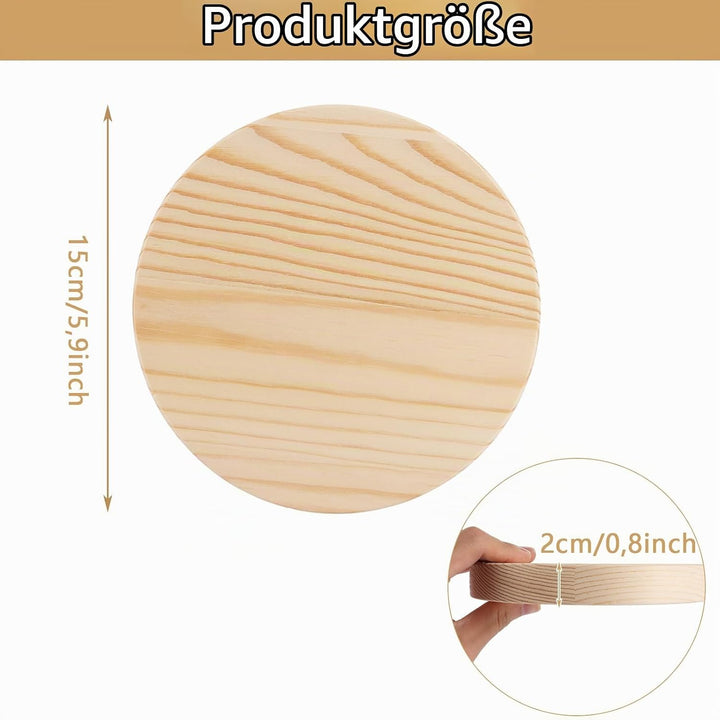 SHUESS 8 Stück Holzscheiben 15 cm Durchmesser, Baumscheiben 15 cm aus Kiefernholz, Holzplatte rund 2