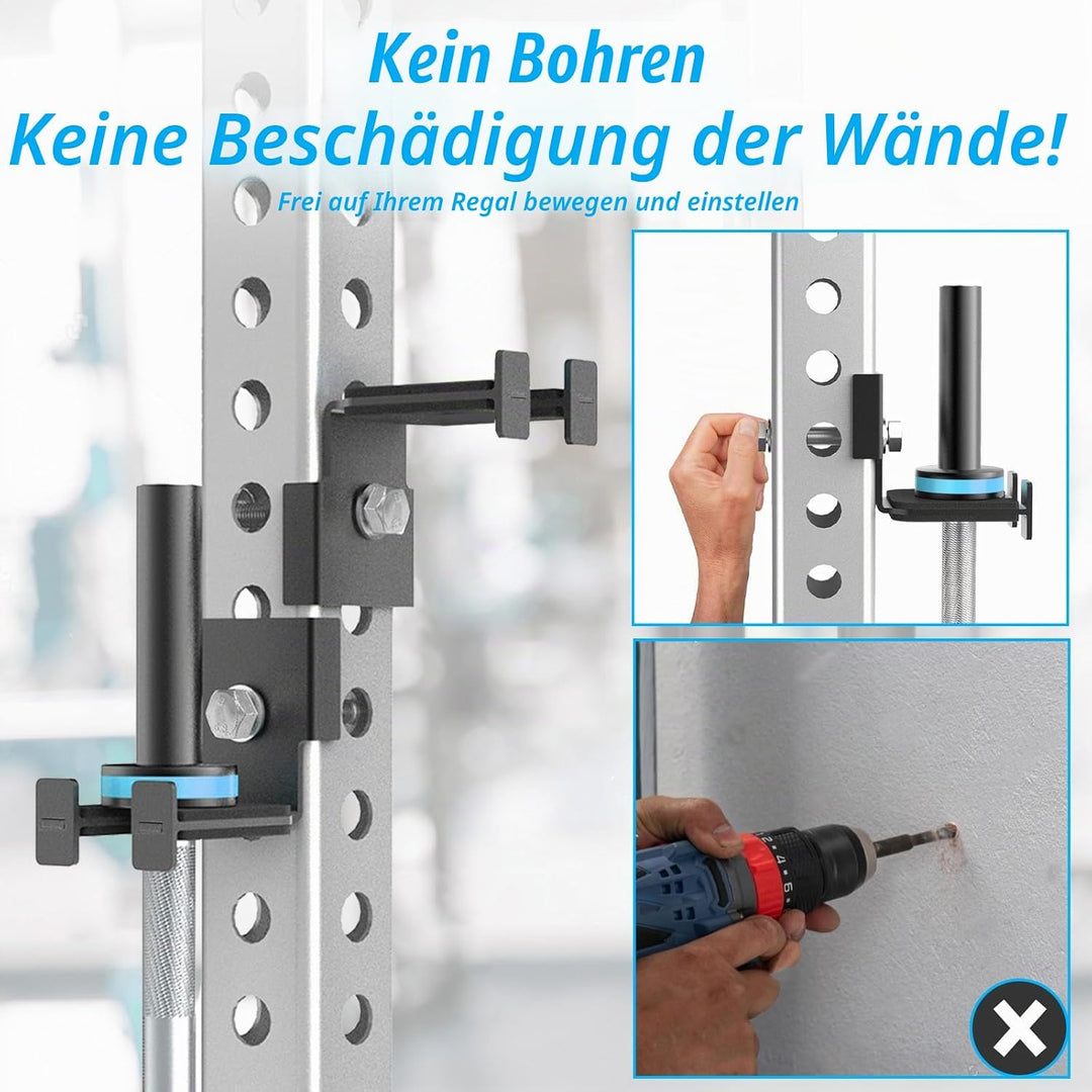 J Bryant Langhantelhalter für 3x3 &amp; 2x3 Power Racks - Ohne Bohren, Robuste Stahlstangenaufbewahrung