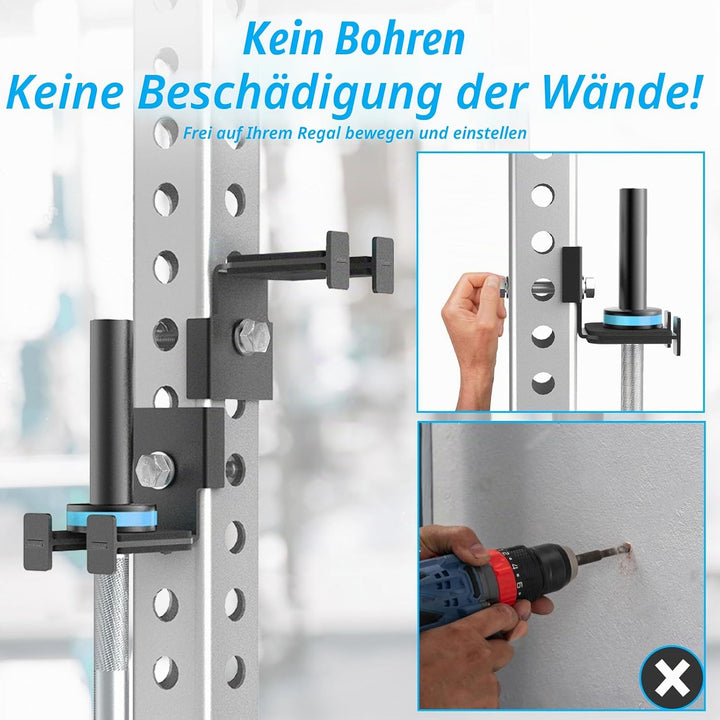 J Bryant Langhantelhalter für 3x3 &amp; 2x3 Power Racks - Ohne Bohren, Robuste Stahlstangenaufbewahrung