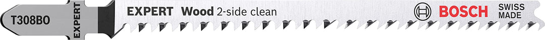 Bosch Professional 25x Stichsägeblatt Expert ‘Wood 2-Side Clean’ T 308 BO (für Sperrholz, Massivholz