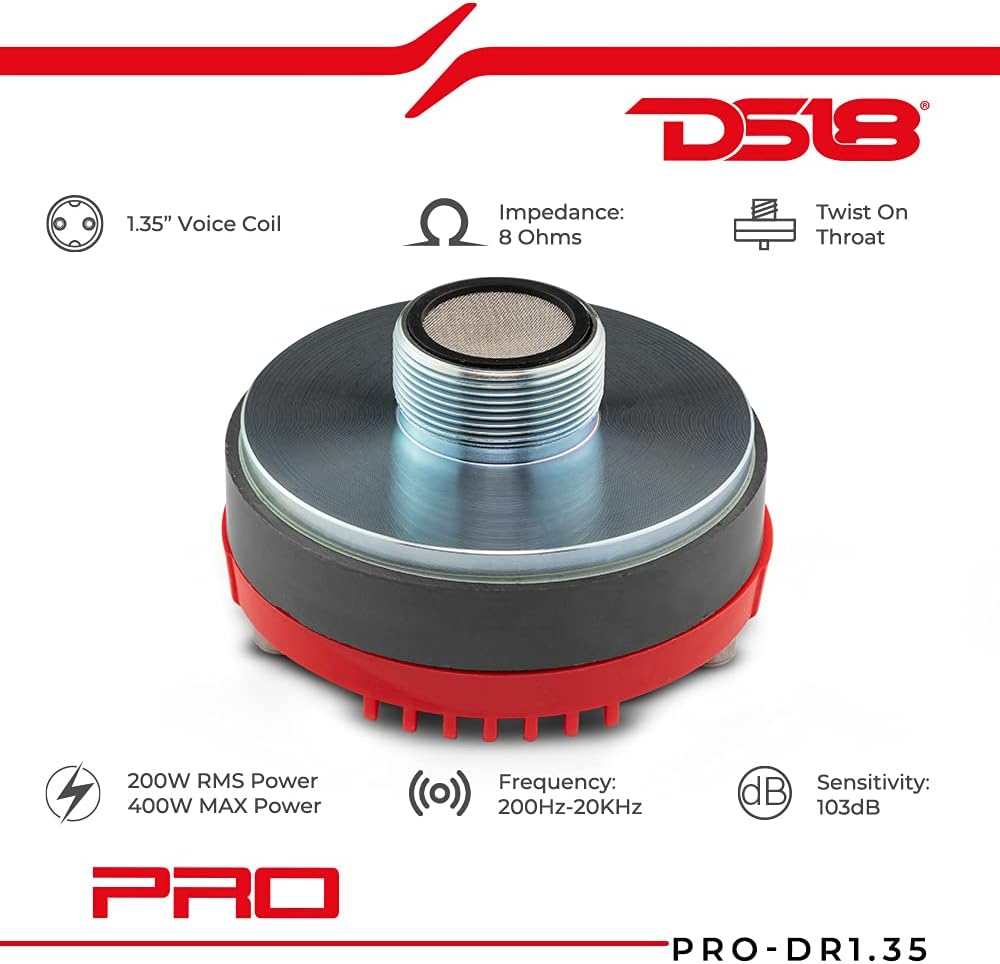 DS18 Car Audio Tweeter 1.35" Inch 400w Watt PA DJ Compression Driver PRO-DR1.35
