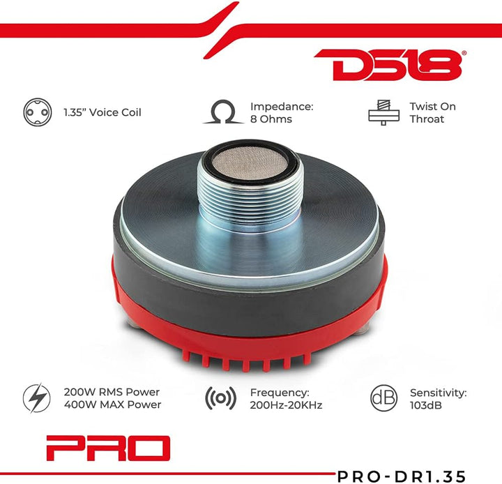 DS18 Car Audio Tweeter 1.35" Inch 400w Watt PA DJ Compression Driver PRO-DR1.35