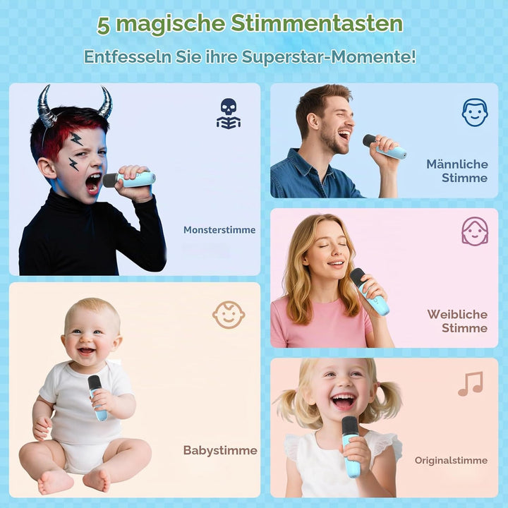 Jeefu Karaoke Maschine Kinder mit 2 Mikrofonen, Spielzeug für 3-12 Jahre alte Mädchen Geschenke, Min