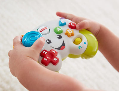 Fisher-Price Lernspass Spiel-Controller für Babys und Kleinkinder in Grün, Videospiel-Attrappe mit M