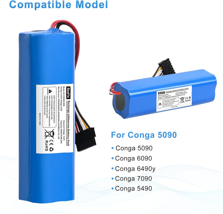6500mAh Akku Ersatz für Conga 5090, 6090, 6490 y 7090,5490 14.8V Li-ion Akku Batterie Staubsauger Ro