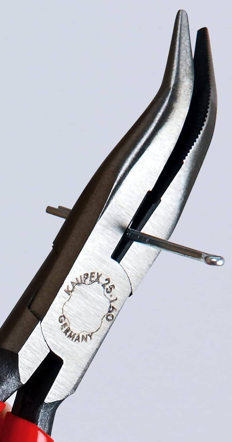 Knipex Flachrundzange mit Schneide (Radiozange) schwarz atramentiert, mit Kunststoff überzogen 160 m