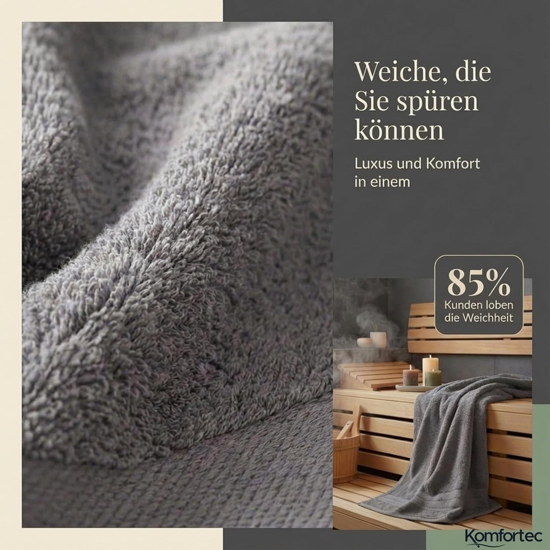 Komfortec 8er Handtuch Set aus 100% Baumwolle, 4 Badetücher 70x140 und 4 Handtücher 50x100 cm, Frott