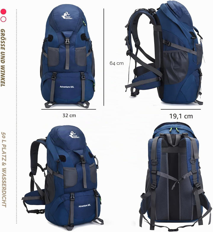 Bseash 50L Leichter wasserfester Wanderrucksack, Outdoor Sport Tagesrucksack Multifunktions Reisetas