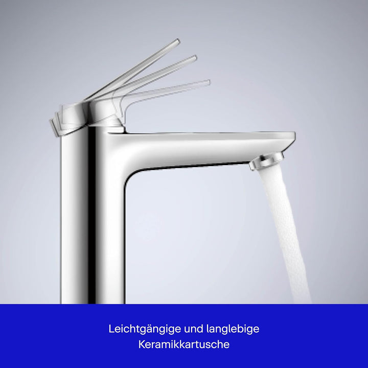 Duravit Wave Waschtischarmatur, Grösse M (Auslauf Höhe 111 mm), Wasserhahn Bad, Armatur Waschbecken,