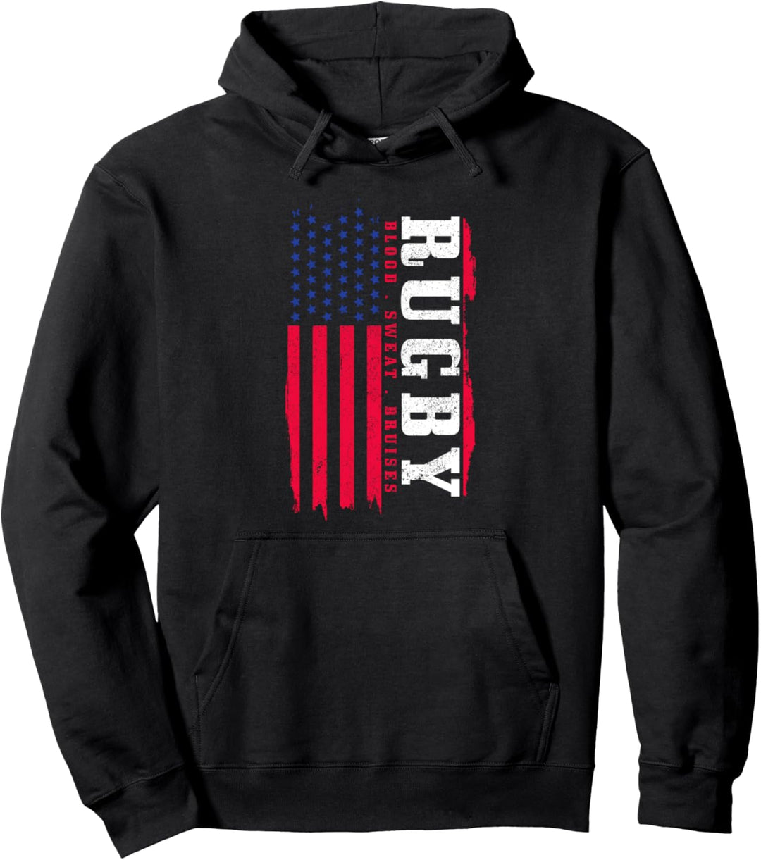 Rugby Amerikanische Flagge USA Rugbyspieler Sport Fan Pullover Hoodie