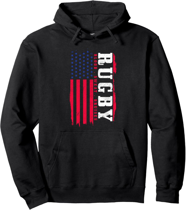 Rugby Amerikanische Flagge USA Rugbyspieler Sport Fan Pullover Hoodie