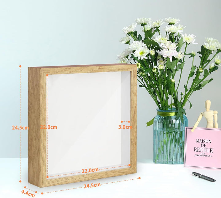 Anhow 2er 3D Bilderrahmen zum Befüllen, 3D Bilderrahmen Tiefer Objektrahmen 23 x 23 cm mit Transpare