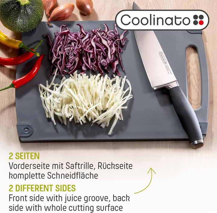 Coolinato Schneidebrett 3er Set in unterschiedlicher Grösse mit Saftrille - Antibakterielle Schneidb