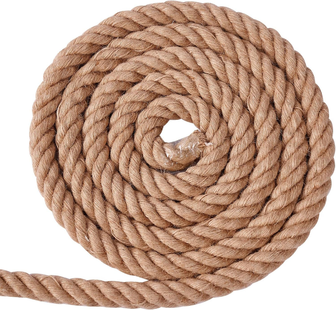 Juteseil 40mm 5M,Natürliche Hanfseil 4-Stränge Dicke Jute Schnur Gedreht Tauwerk Tau Seil für Garten