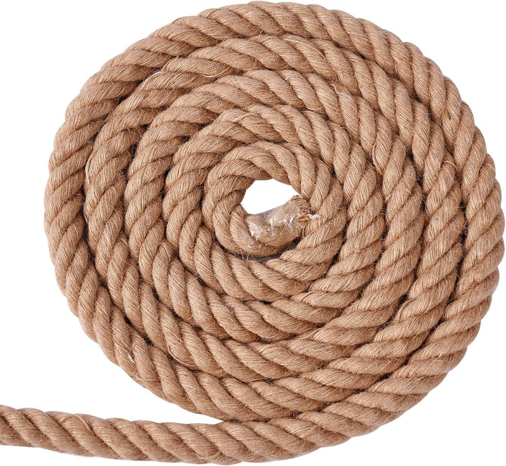 Juteseil 40mm 5M,Natürliche Hanfseil 4-Stränge Dicke Jute Schnur Gedreht Tauwerk Tau Seil für Garten