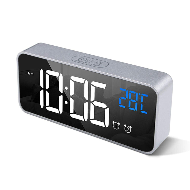HOMVILLA Wecker, Wecker Digital mit Grosse LED Temperaturanzeige, Digitaler Wecker mit Dual Alarm, S